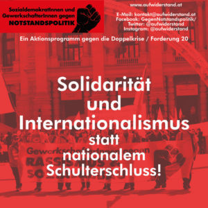 Solidarität und Internationalismus statt nationalem Schulterschluss!