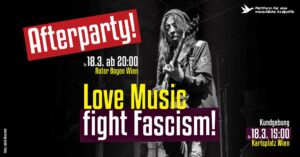 Plakat mit Aufruf zu Demo und Afterparty